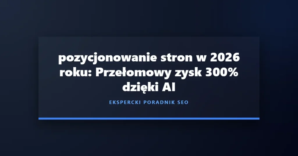 Optymalizacja techniczna i pozycjonowanie stron WWW