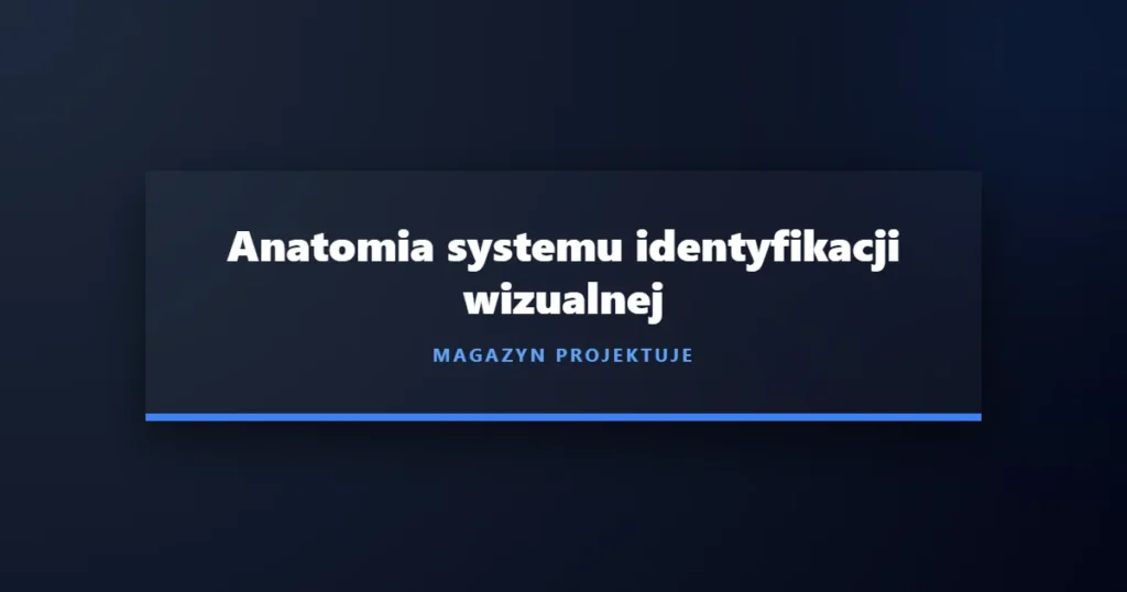 Nowoczesny plakat z motywem architektury systemowej i identyfikacji wizualnej na ciemnym tle